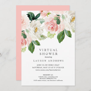 Invitation Moderne Blush Pink Virtual Bride ou Baby shower