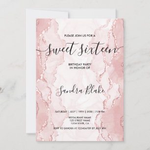 Invitation Moderne Blush Rose Girly tendance Sweet 16 Invitat