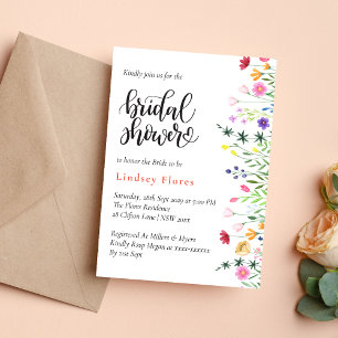 Invitation Moderne Bohème Chic Fleurs Sauvages Lumineuses Bab