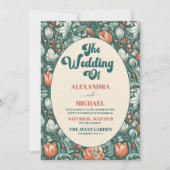 Invitation Moderne Bohème Chic Rétro Fleurs Mariage (Devant)