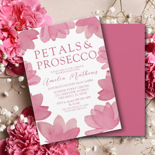 Invitation Moderne Bohème Rose Pétales de peinture à l'eau &