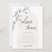 Invitation Moderne Boho Arch Calligraphie Orchidées Mariage i (Devant)