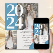 Invitation Moderne Boho Blue 2 Photo Graduation