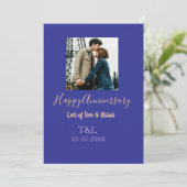 Invitation Moderne boho joyeux anniversaire ajouter nom bleu  (Debout devant)