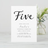Invitation Moderne Boho Noir Écriture Simple 5e Anniversaire (Debout devant)