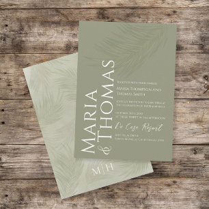 Invitation Moderne Boho Palm Leaf Botanique Tropical Vert