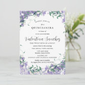 Invitation Moderne Boho violet élégant Floral Quinceanera (Debout devant)