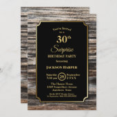 Invitation Moderne Bois Surprise 30ème anniversaire (Devant / Derrière)