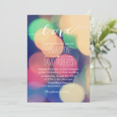 Invitation Moderne Bokeh Lumières Élégant Script Love Mariage (Debout devant)