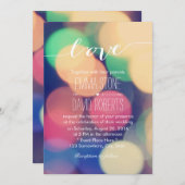 Invitation Moderne Bokeh Lumières Élégant Script Love Mariage (Devant / Derrière)