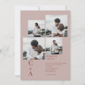 Invitation Moderne bold boho brun 4 photos grille mariage (Devant)