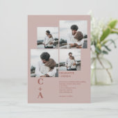 Invitation Moderne bold boho brun 4 photos grille mariage (Debout devant)