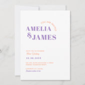 Invitation moderne Bold Wavy funky Lilac & Peach Mariage (Devant)