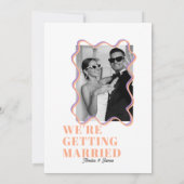 Invitation moderne Bold Wavy funky Lilac & Peach Mariage (Dos)