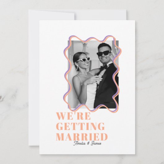 Invitation moderne Bold Wavy funky Lilac & Peach Mariage (Dos)
