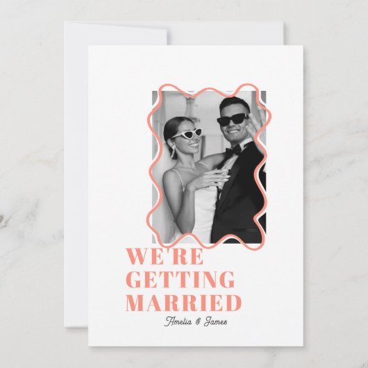 Invitation moderne Bold Wavy funky Peach Mariage (Dos)