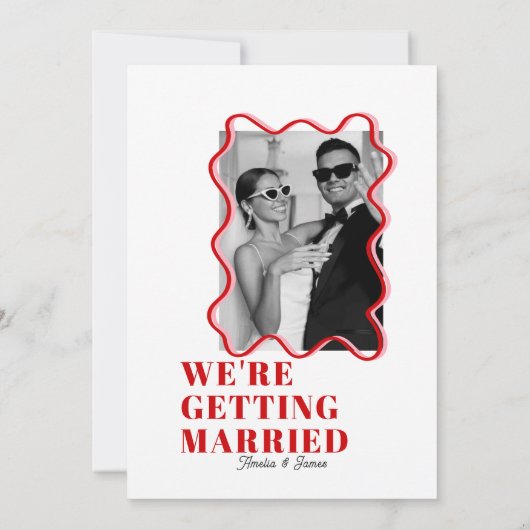 Invitation moderne Bold Wavy funky Viva Magenta Mariage (Dos)