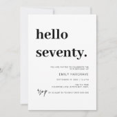 Invitation Moderne Bonjour 70e anniversaire de fête Invitatio (Devant)