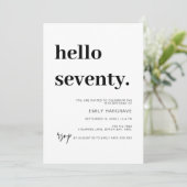 Invitation Moderne Bonjour 70e anniversaire de fête Invitatio (Debout devant)
