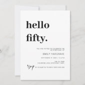 Invitation Moderne Bonjour Cinquante Anniversaire Fête Invita (Devant)
