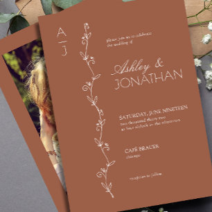 Invitation Moderne Botanique Divider Mariage Terracotta Photo