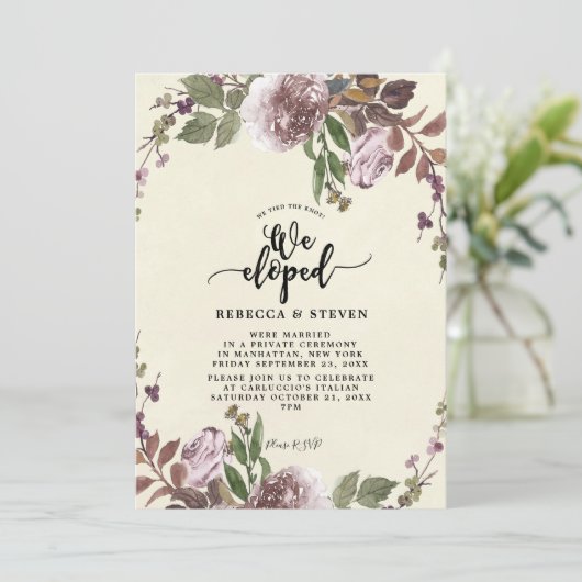 Invitation moderne botanique pourpre nous avons échappé à l'i (Debout devant)