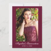 Invitation Moderne Bourgogne Flore Verdure Photo Quinceanera (Dos)