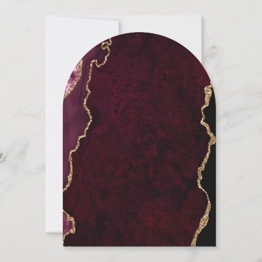 Invitation Moderne Bourgogne Or Agate Script Arch Mariage (Dos)
