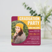 Invitation Moderne Bourgogne Rouge Jaune | Diplôme photo (Debout devant)