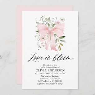 Invitation Moderne Bow rose amour floral dans la Fête des mar