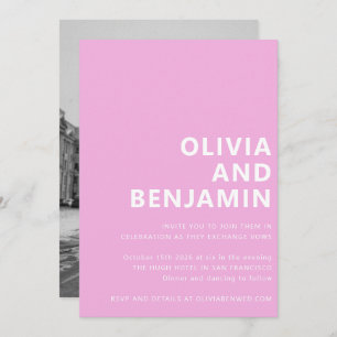 Invitation Moderne Bright Rose Bold Typographie Mariage photo