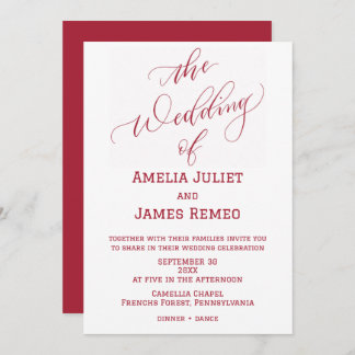 Invitation Moderne Bright Rouge et Blanc Simple Mariage
