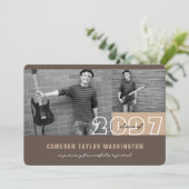 Invitation Moderne Brown 2 bloc photo Simple Graduation Party (Debout devant)