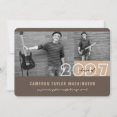 Invitation Moderne Brown 2 bloc photo Simple Graduation Party (Devant)