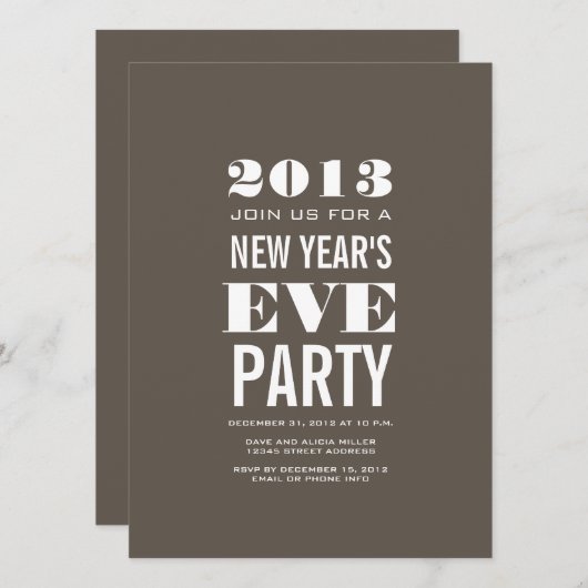 Invitation moderne Brown de partie de 2013 (Devant / Derrière)