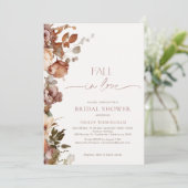 Invitation Moderne Brown Floral Chute En Fête des mariées Amo (Debout devant)