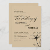 Invitation Moderne Brown Neutral Floral Mariage (Devant / Derrière)