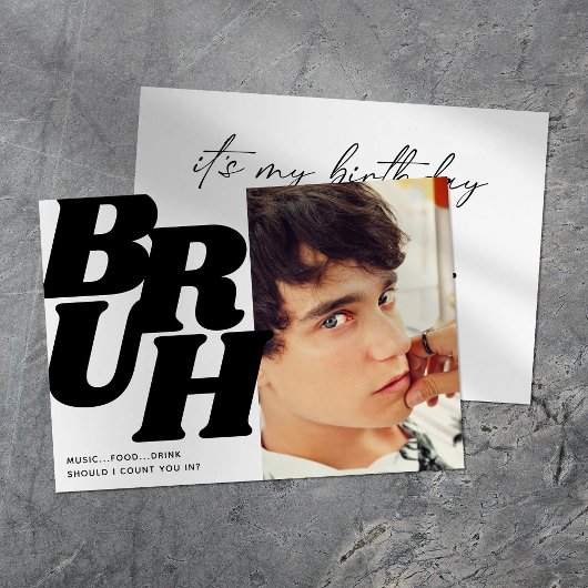 Invitation Moderne Bruh Teenage Boy Fête d'anniversaire