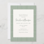 Invitation Moderne brunch de mariage gingham vert sauge (Devant)