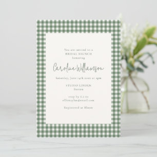 Invitation Moderne brunch de mariage gingham vert sauge
