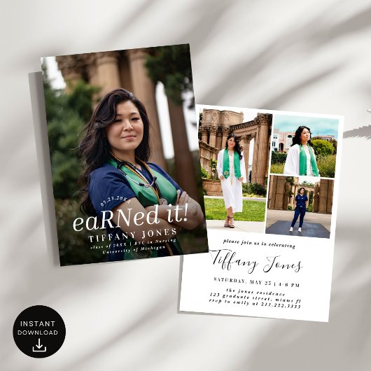 Invitation Moderne BSC RN 4 Photos Infirmière