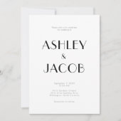 Invitation Moderne Budget simple Noir & Blanc Mariage RSVP & (Devant)