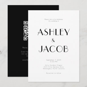 Invitation Moderne Budget simple Noir & Blanc Mariage RSVP &
