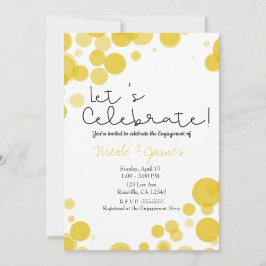 Invitation Moderne Bulles de Points Jaunes et Blancs Célébrer (Devant)