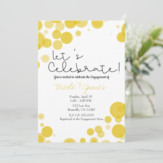 Invitation Moderne Bulles de Points Jaunes et Blancs Célébrer (Debout devant)