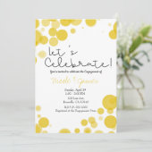 Invitation Moderne Bulles Jaunes et Blancs à Points Celebrent (Debout devant)