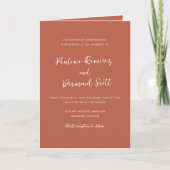Invitation Moderne Burange Orange QR Code Simple Mariage (Devant)