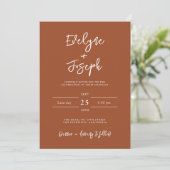 Invitation Moderne Burange Orange Terracotta QR Code Mariage (Debout devant)