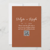 Invitation Moderne Burange Orange Terracotta QR Code Mariage (Dos)