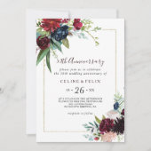 Invitation Moderne Burgundy Navy 50e anniversaire de mariage (Devant)